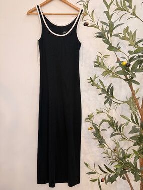 A New Day Black Ribbed Contrast Trim Sleeveless Maxi Dress Size S